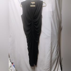 Marc Bouwer Black Sleeveless Ruched Midi Dress